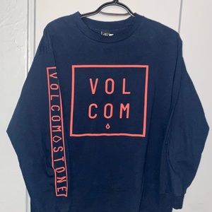 Volcom Stone Long Sleeve Navy Blue T Shirt Tee 1 3